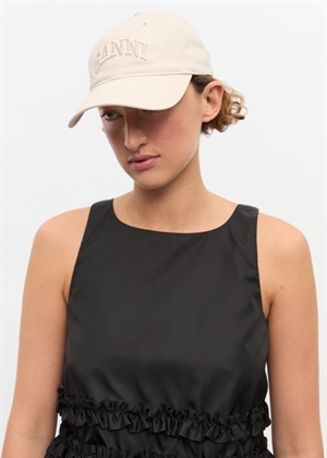 Washed cotton canvas Emb cap Egret A6901 Ganni 